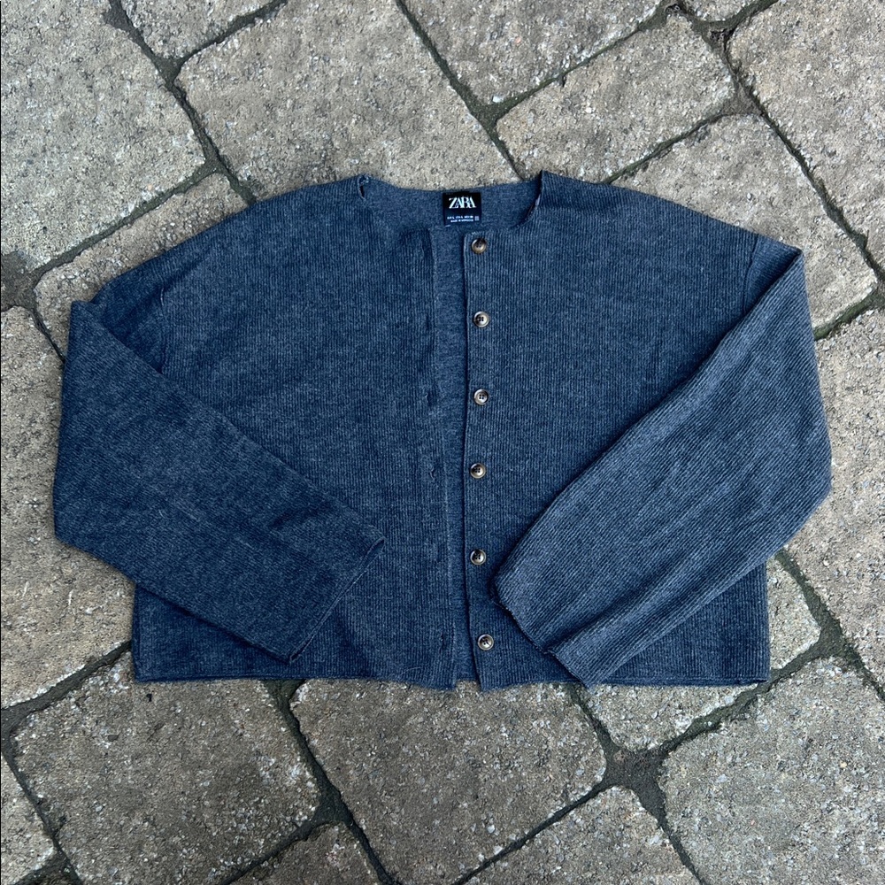 Zara Charcoal Button-Up Sweater
